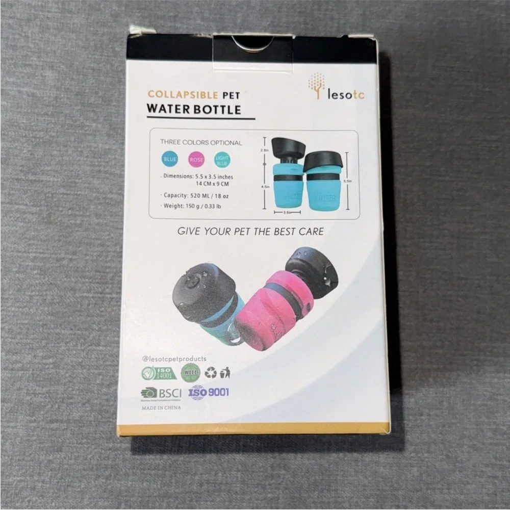 lesotc Pink Portable Dog Squeeze Leak Proof Water Bottle